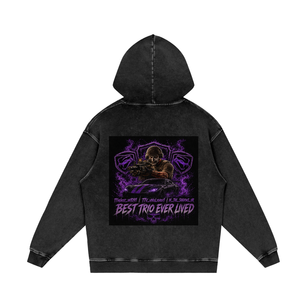 Snow Washed Loose Cotton Hoodie