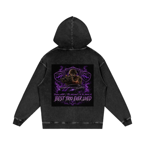 Snow Washed Loose Cotton Hoodie
