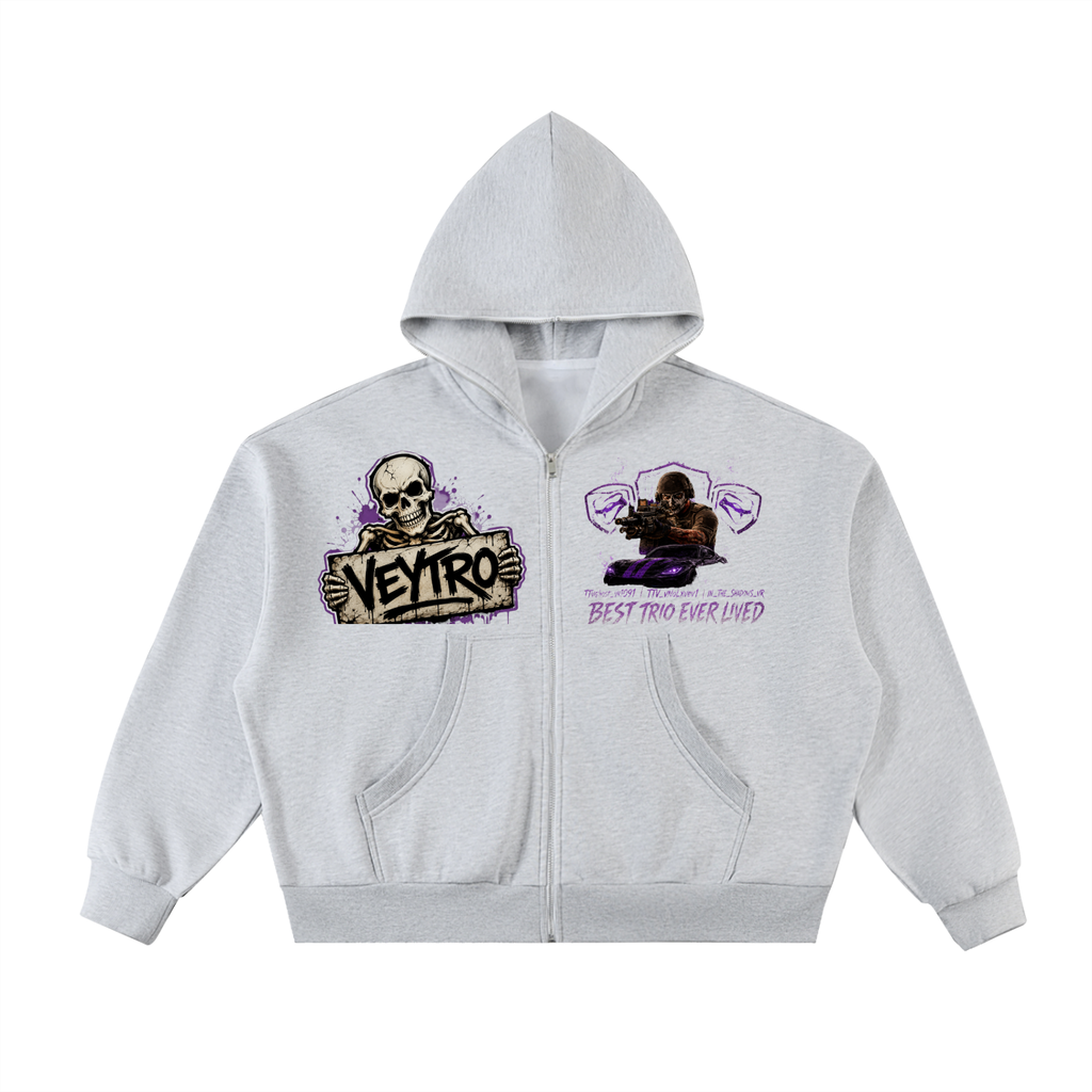 Fleeced Full-Zip Boxy Hoodie