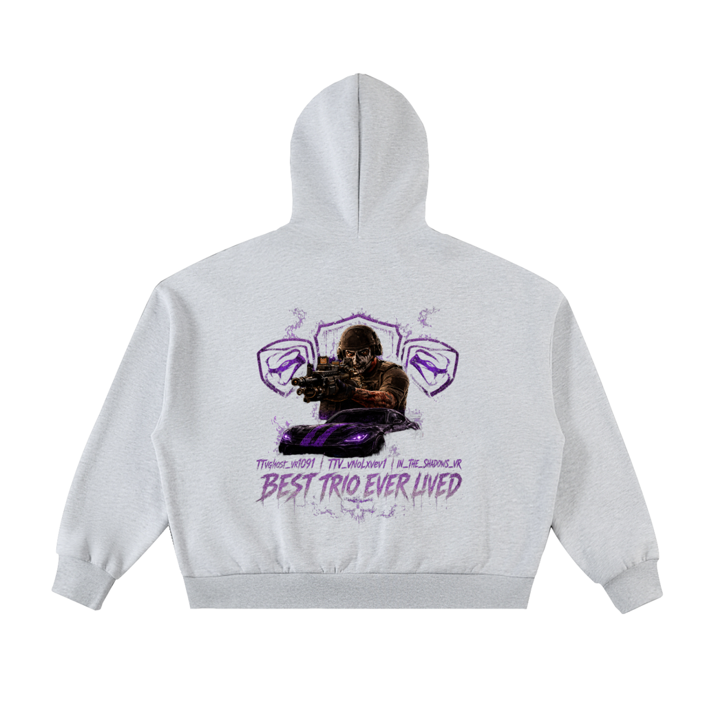 Fleeced Full-Zip Boxy Hoodie