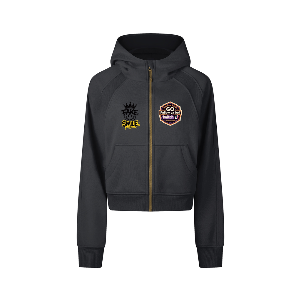 Cropped Zip-Through Hoodie