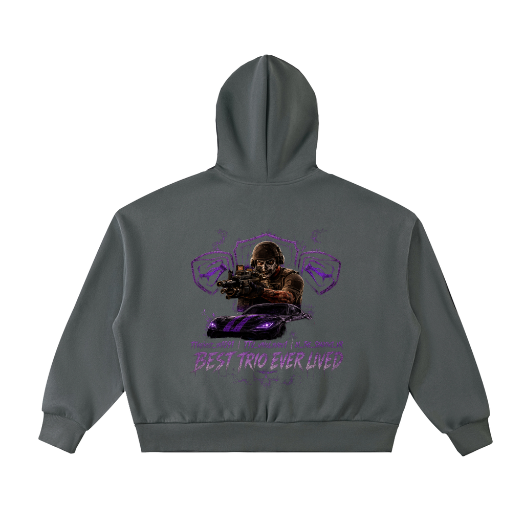 Fleeced Full-Zip Boxy Hoodie